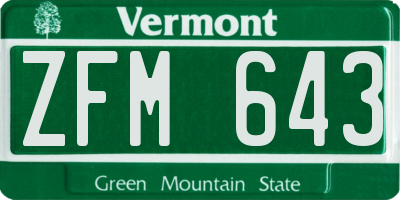 VT license plate ZFM643