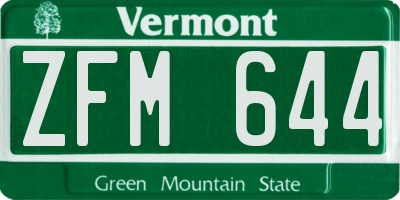 VT license plate ZFM644