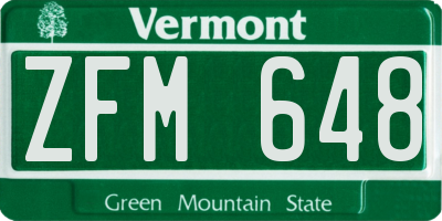 VT license plate ZFM648