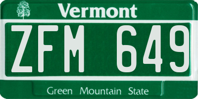 VT license plate ZFM649