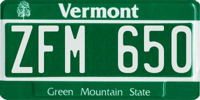 VT license plate ZFM650