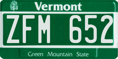 VT license plate ZFM652