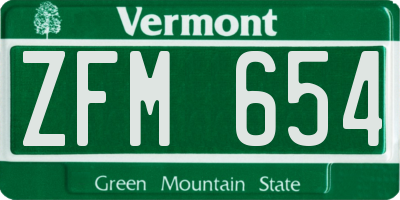 VT license plate ZFM654