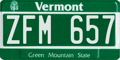 VT license plate ZFM657