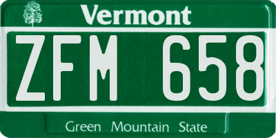 VT license plate ZFM658