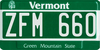 VT license plate ZFM660