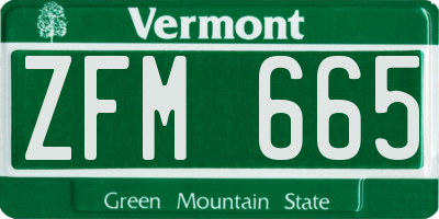 VT license plate ZFM665