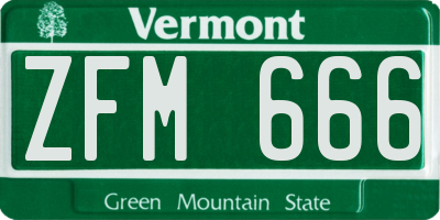 VT license plate ZFM666