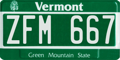 VT license plate ZFM667