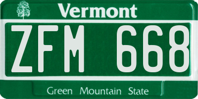 VT license plate ZFM668
