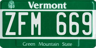VT license plate ZFM669