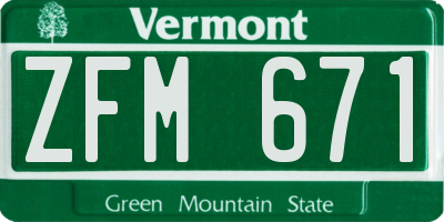 VT license plate ZFM671
