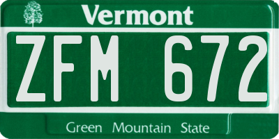 VT license plate ZFM672