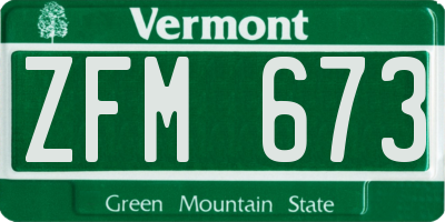 VT license plate ZFM673