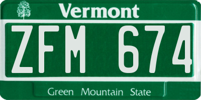 VT license plate ZFM674