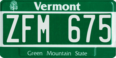 VT license plate ZFM675