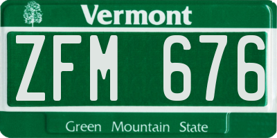 VT license plate ZFM676
