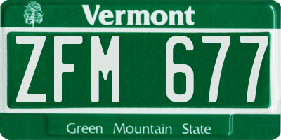 VT license plate ZFM677