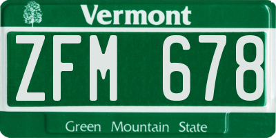 VT license plate ZFM678
