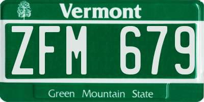 VT license plate ZFM679