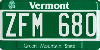 VT license plate ZFM680