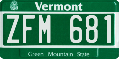VT license plate ZFM681