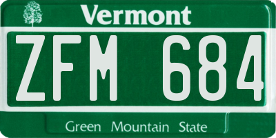 VT license plate ZFM684