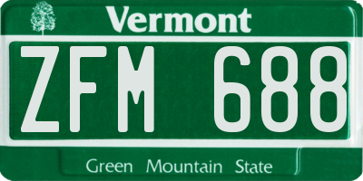 VT license plate ZFM688