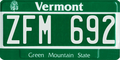 VT license plate ZFM692