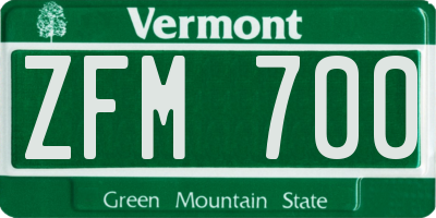 VT license plate ZFM700