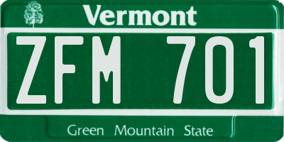 VT license plate ZFM701