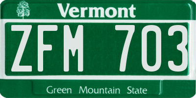 VT license plate ZFM703