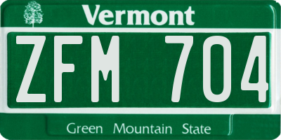 VT license plate ZFM704