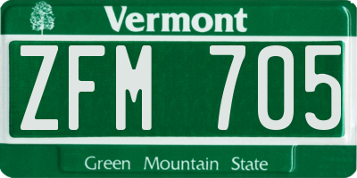 VT license plate ZFM705