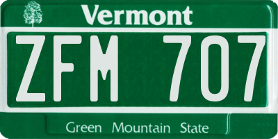 VT license plate ZFM707