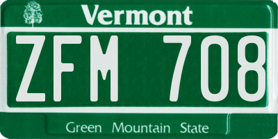 VT license plate ZFM708