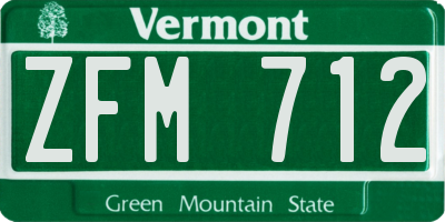 VT license plate ZFM712