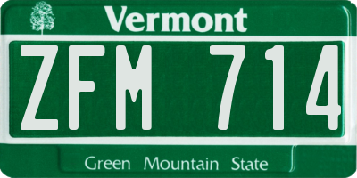 VT license plate ZFM714