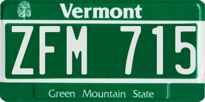VT license plate ZFM715