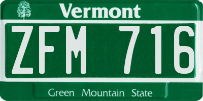 VT license plate ZFM716
