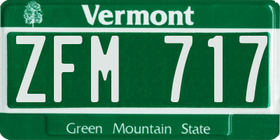 VT license plate ZFM717