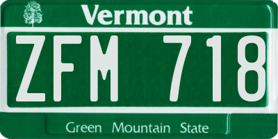 VT license plate ZFM718