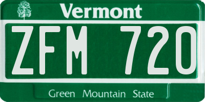 VT license plate ZFM720