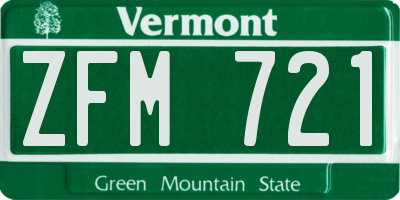 VT license plate ZFM721