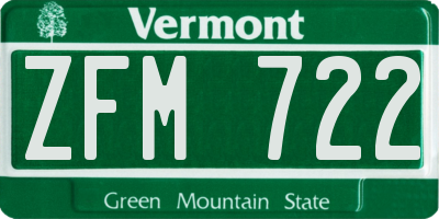VT license plate ZFM722