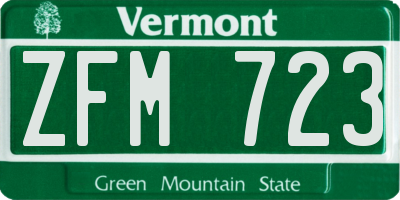 VT license plate ZFM723