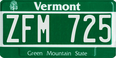 VT license plate ZFM725