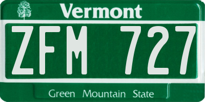 VT license plate ZFM727