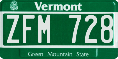 VT license plate ZFM728
