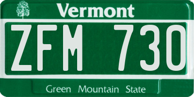VT license plate ZFM730